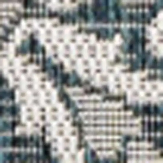 Turquoise And Cream Floral Indoor Outdoor Area Rug Photo 2