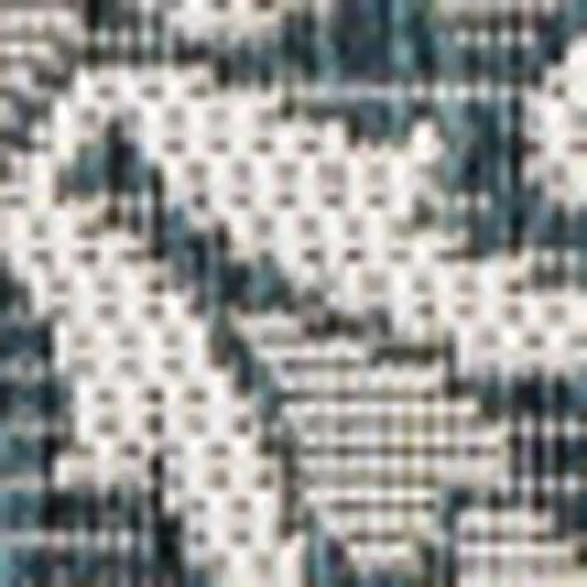 Turquoise And Cream Floral Indoor Outdoor Area Rug Photo 2