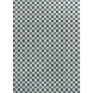 Photo of Turquoise And Cream Geometric Indoor Outdoor Area Rug