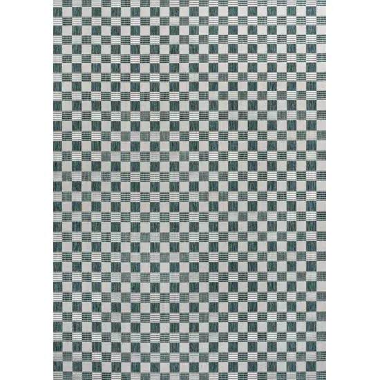 Turquoise And Cream Geometric Indoor Outdoor Area Rug Photo 1