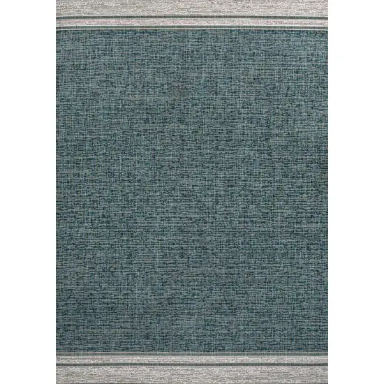 Turquoise And Cream Indoor Outdoor Area Rug Photo 1
