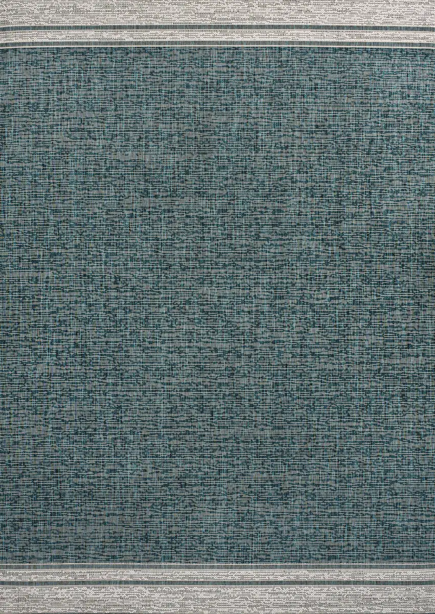 Turquoise And Cream Indoor Outdoor Area Rug Photo 1