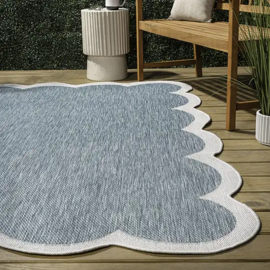 Turquoise And Cream Indoor Outdoor Area Rug Photo 7