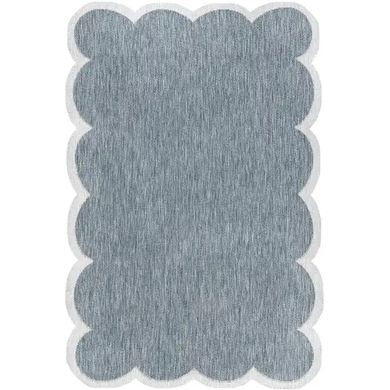 Turquoise And Cream Indoor Outdoor Area Rug Photo 1
