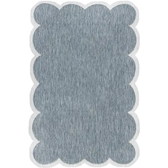 Turquoise And Cream Indoor Outdoor Area Rug Photo 3