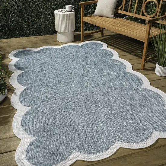 Turquoise And Cream Indoor Outdoor Area Rug Photo 8