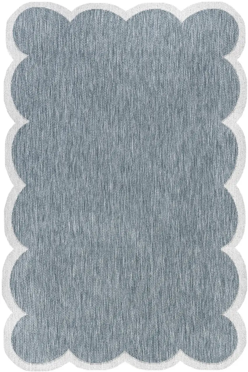 Turquoise And Cream Indoor Outdoor Area Rug Photo 3