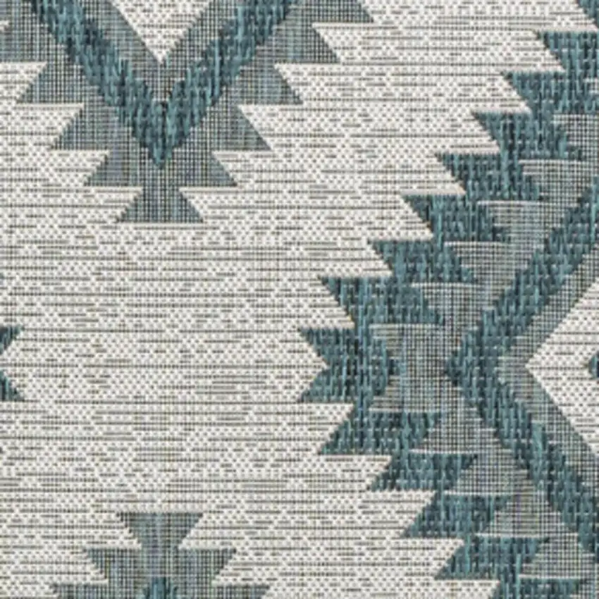 Turquoise And Cream Moroccan Indoor Outdoor Area Rug Photo 2