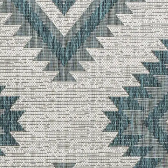 Turquoise And Cream Moroccan Indoor Outdoor Area Rug Photo 2