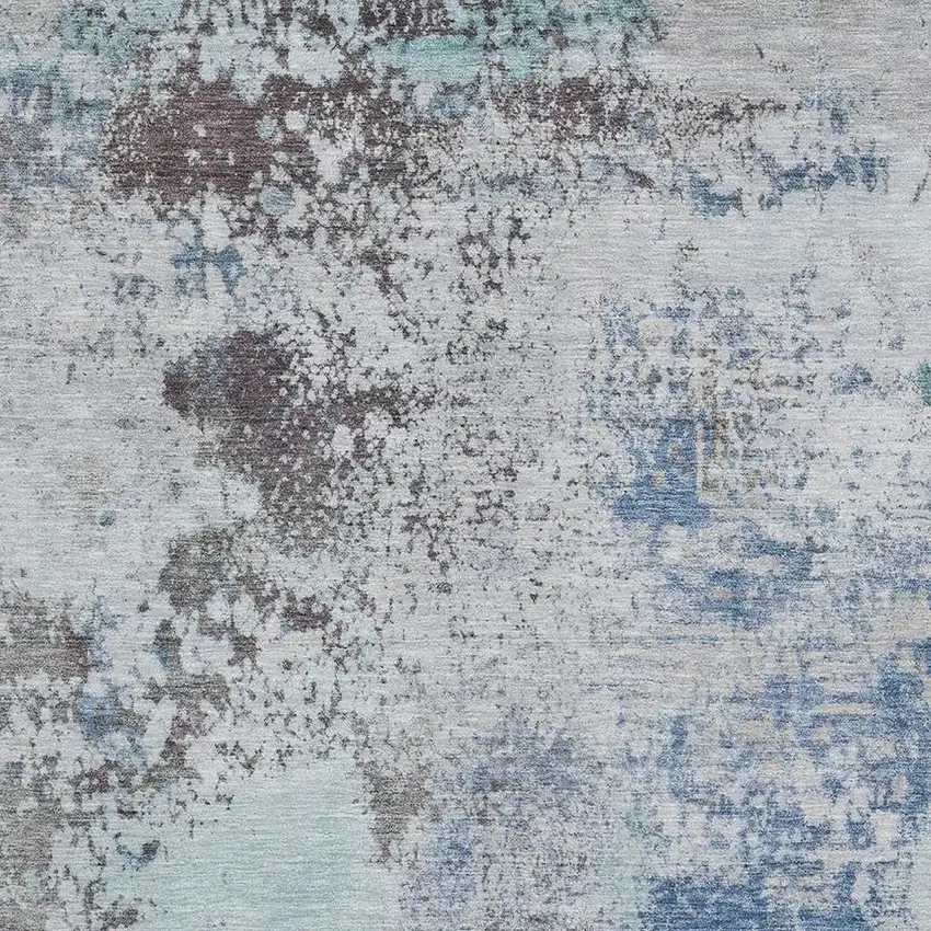 Turquoise And Gray Abstract Washable Area Rug With UV Protection Photo 3