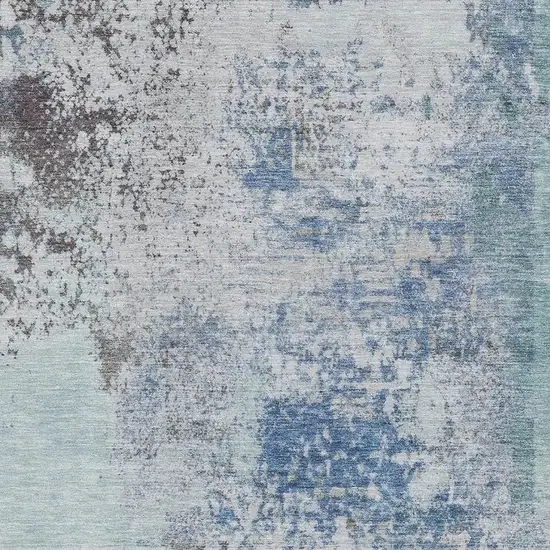 Turquoise And Gray Abstract Washable Area Rug With UV Protection Photo 3