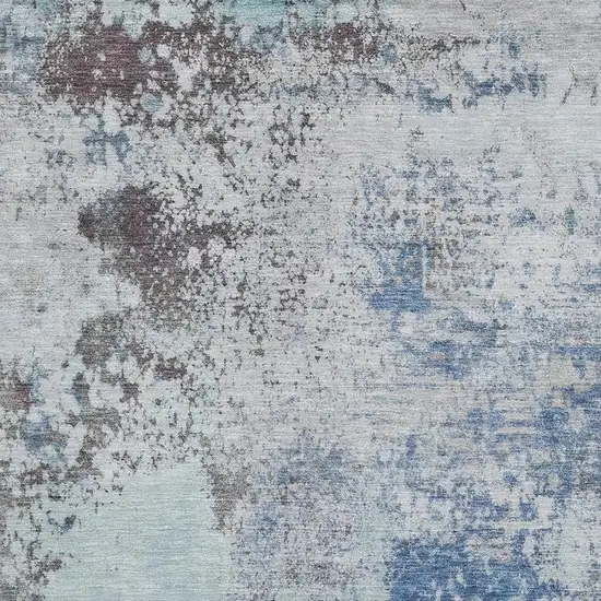 Turquoise And Gray Abstract Washable Area Rug With UV Protection Photo 3