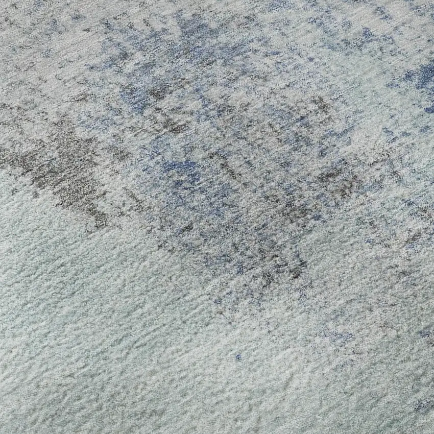 Turquoise And Gray Abstract Washable Area Rug With UV Protection Photo 8