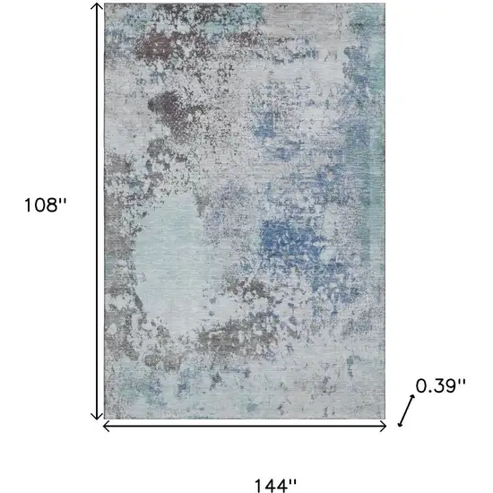 Turquoise And Gray Abstract Washable Area Rug With UV Protection Photo 9