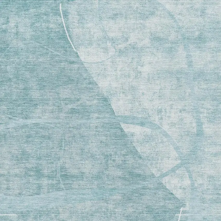 Turquoise And Ivory Abstract Geometric Washable Area Rug With UV Protection Photo 3