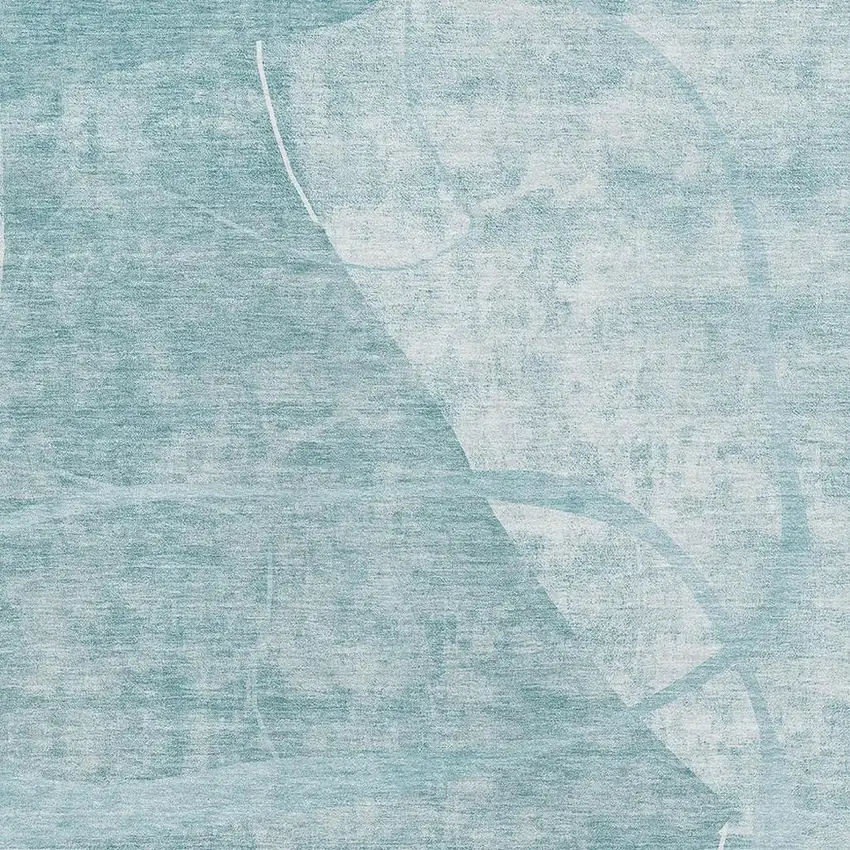Turquoise And Ivory Abstract Geometric Washable Area Rug With UV Protection Photo 3