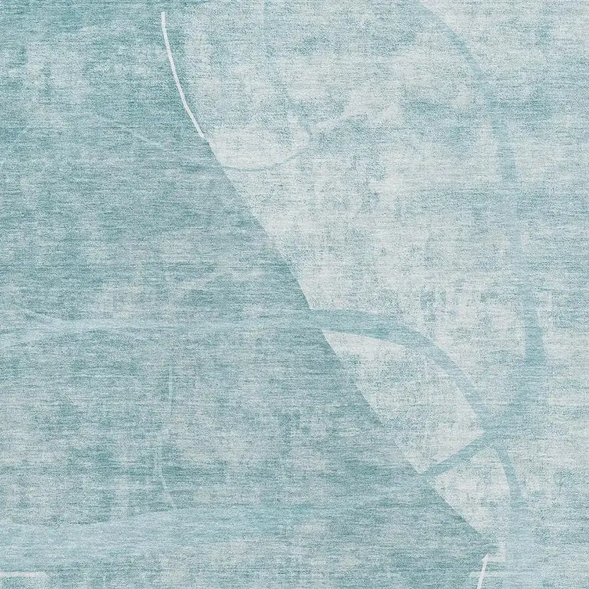 Turquoise And Ivory Abstract Geometric Washable Area Rug With UV Protection Photo 3