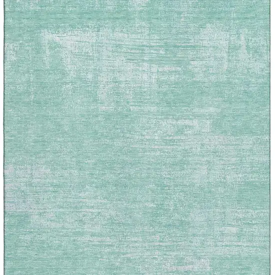 Turquoise And Ivory Abstract Washable Area Rug With UV Protection Photo 4