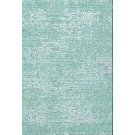 Turquoise And Ivory Abstract Washable Area Rug With UV Protection Photo 3