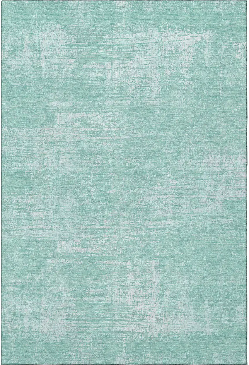Turquoise And Ivory Abstract Washable Area Rug With UV Protection Photo 3