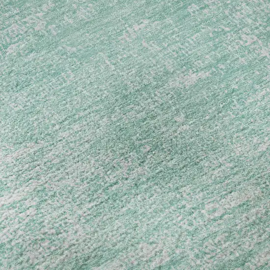 Turquoise And Ivory Abstract Washable Area Rug With UV Protection Photo 7