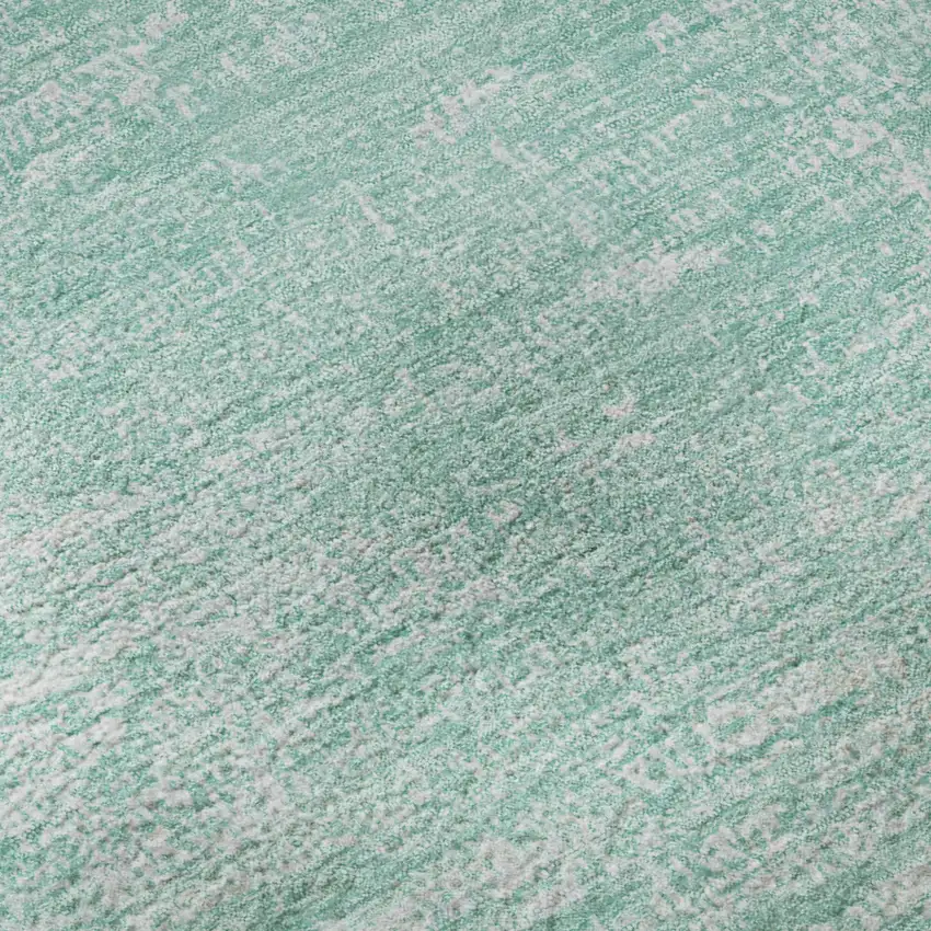 Turquoise And Ivory Abstract Washable Area Rug With UV Protection Photo 7