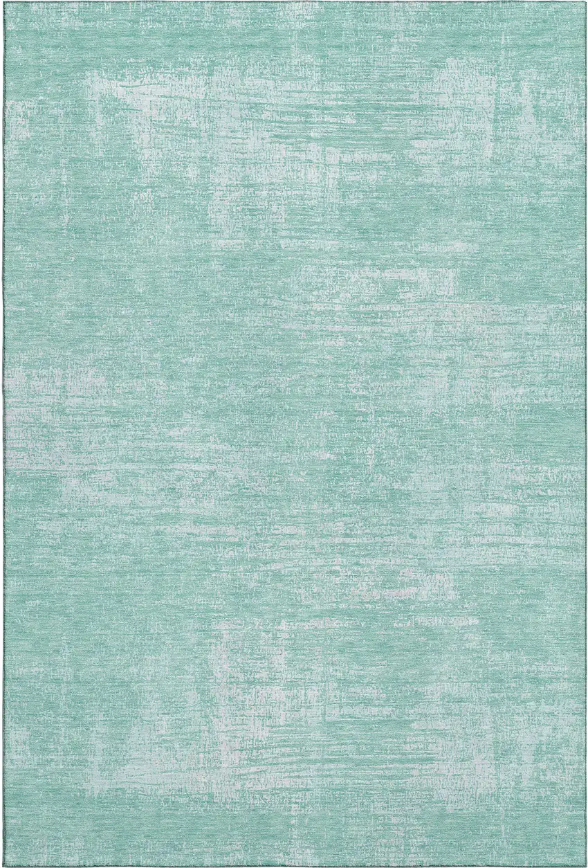 Turquoise And Ivory Abstract Washable Area Rug With UV Protection Photo 1