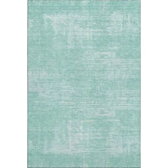 Turquoise And Ivory Abstract Washable Area Rug With UV Protection Photo 1