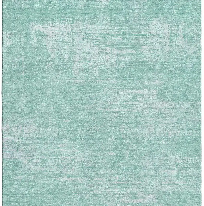 Turquoise And Ivory Abstract Washable Area Rug With UV Protection Photo 4