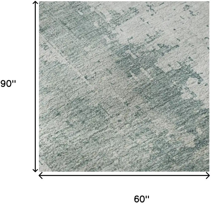 Turquoise And Ivory Abstract Washable Area Rug With UV Protection Photo 8