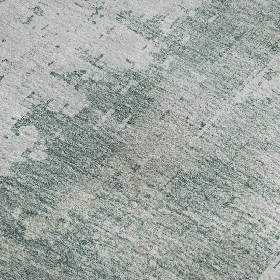 Turquoise And Ivory Abstract Washable Area Rug With UV Protection Photo 2