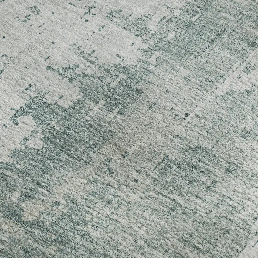 Turquoise And Ivory Abstract Washable Area Rug With UV Protection Photo 2