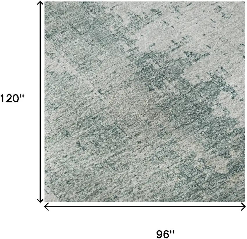 Turquoise And Ivory Abstract Washable Area Rug With UV Protection Photo 9