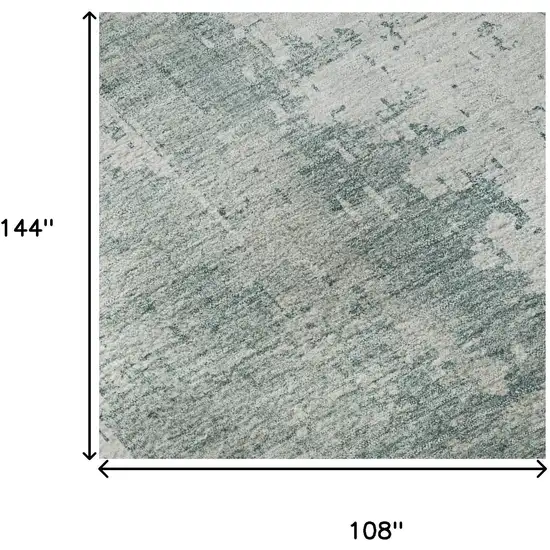 Turquoise And Ivory Abstract Washable Area Rug With UV Protection Photo 8