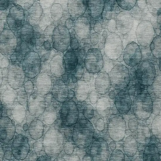 Turquoise And Ivory Abstract Washable Indoor Outdoor Area Rug Photo 2