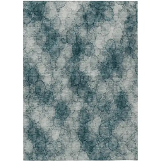 Turquoise And Ivory Abstract Washable Indoor Outdoor Area Rug Photo 1
