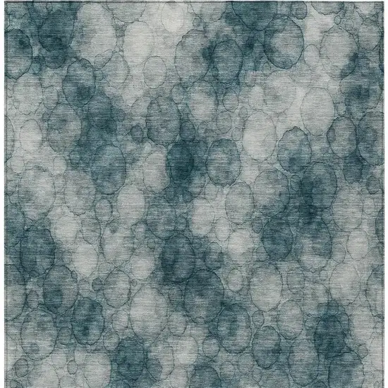 Turquoise And Ivory Abstract Washable Indoor Outdoor Area Rug Photo 3