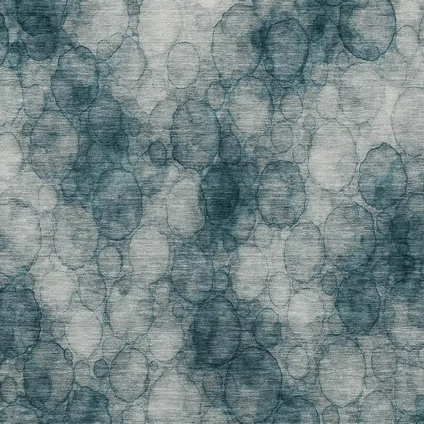 Turquoise And Ivory Abstract Washable Indoor Outdoor Area Rug Photo 2