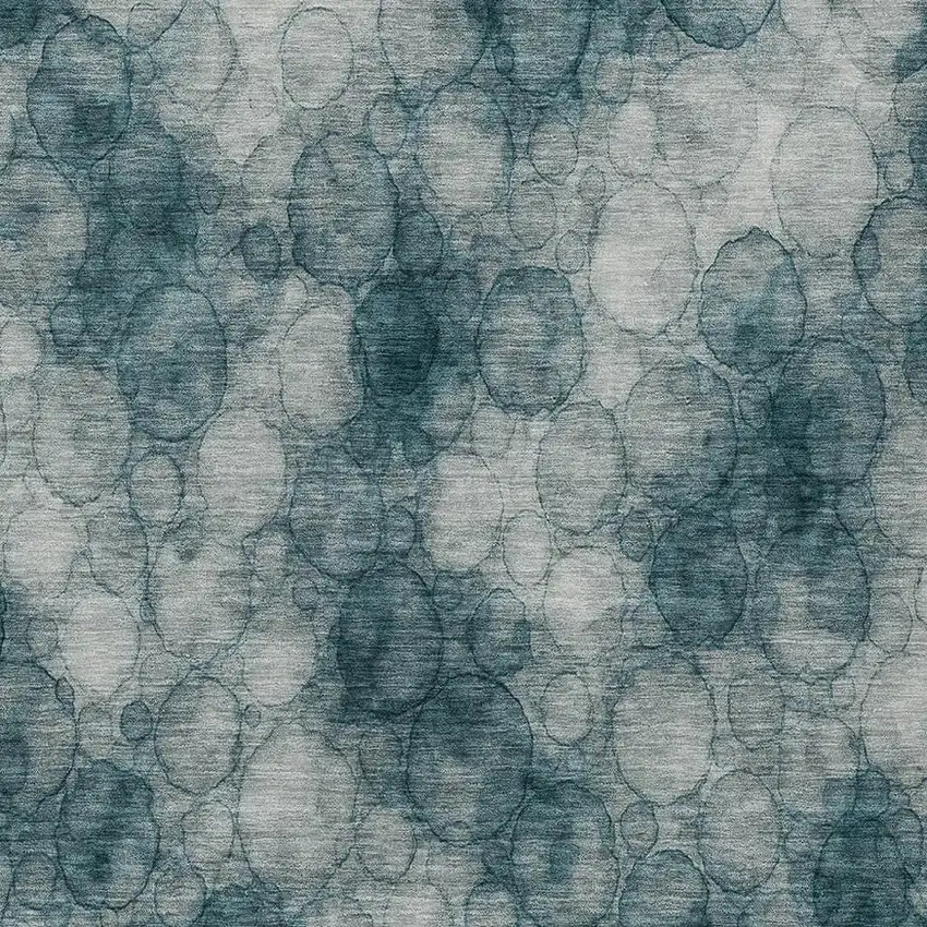 Turquoise And Ivory Abstract Washable Indoor Outdoor Area Rug Photo 2