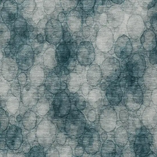 Turquoise And Ivory Abstract Washable Indoor Outdoor Area Rug Photo 2