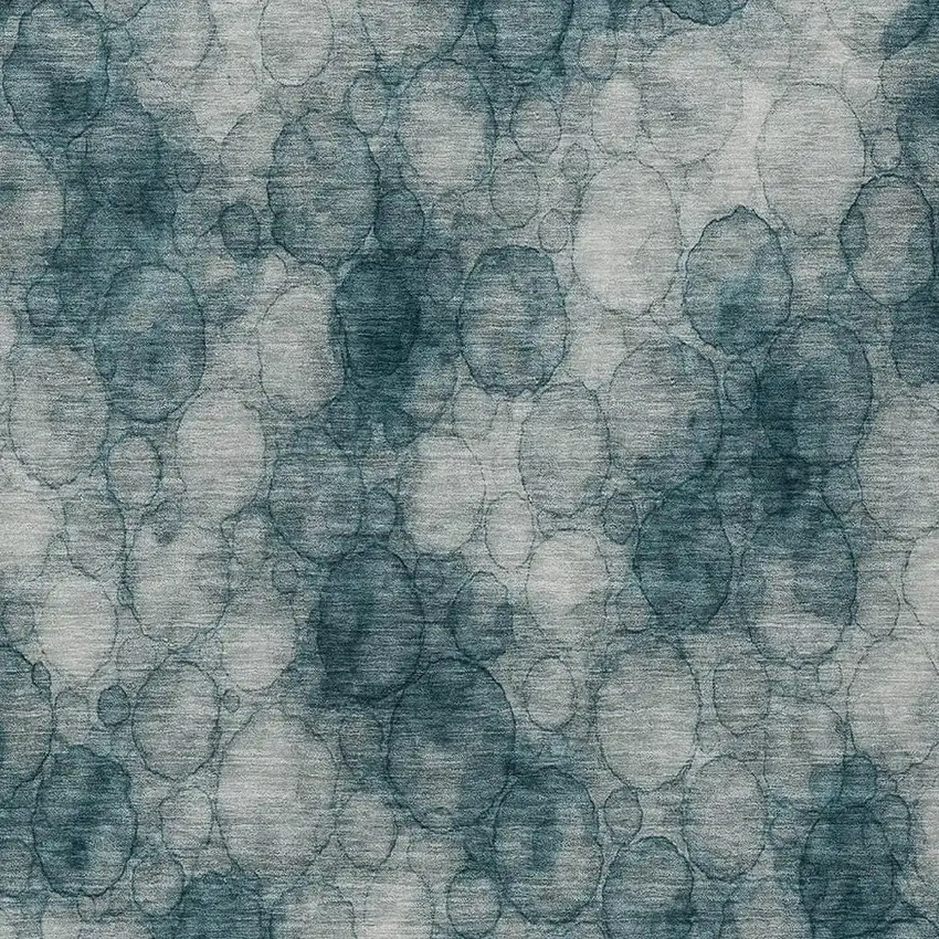 Turquoise And Ivory Abstract Washable Indoor Outdoor Area Rug Photo 2