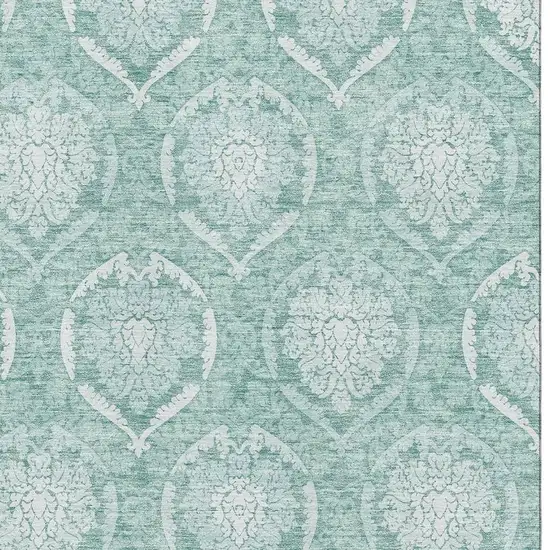 Turquoise And Ivory Medallion Washable Area Rug With UV Protection Photo 3