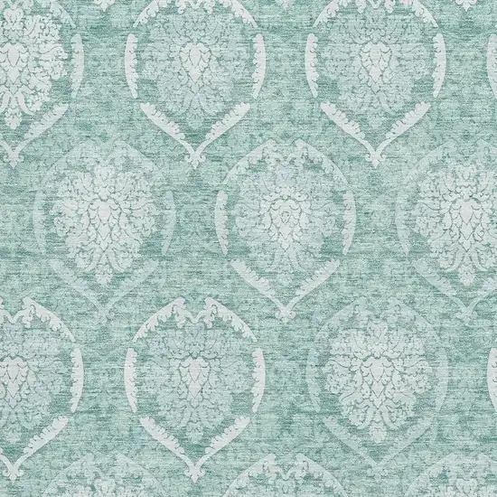 Turquoise And Ivory Medallion Washable Area Rug With UV Protection Photo 3