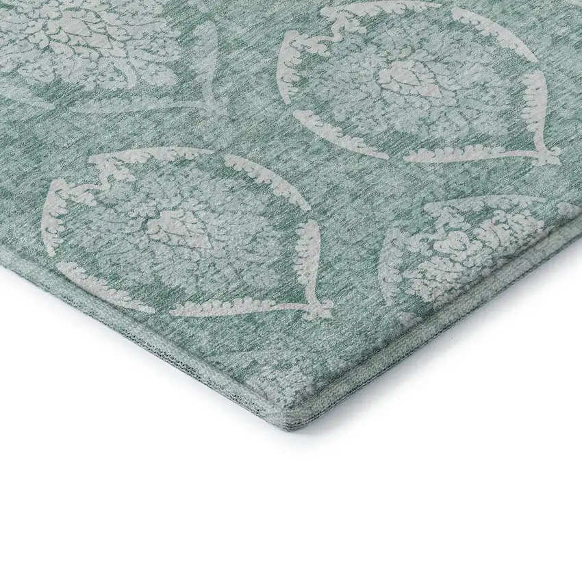 Turquoise And Ivory Medallion Washable Area Rug With UV Protection Photo 8