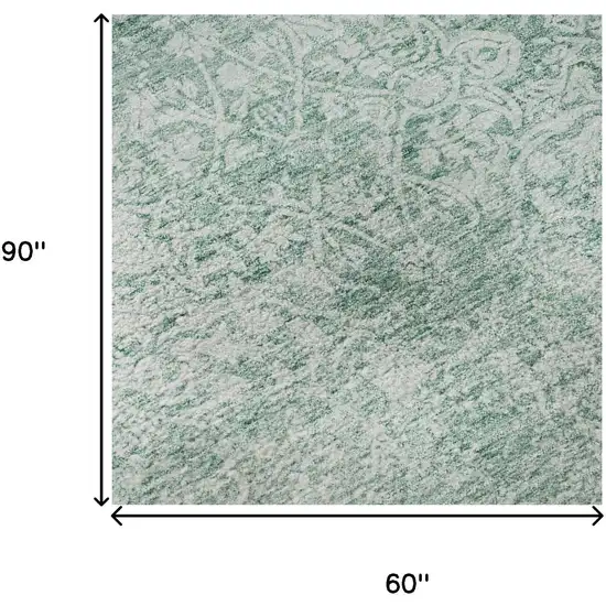 Turquoise And Ivory Oriental Washable Area Rug With UV Protection Photo 9