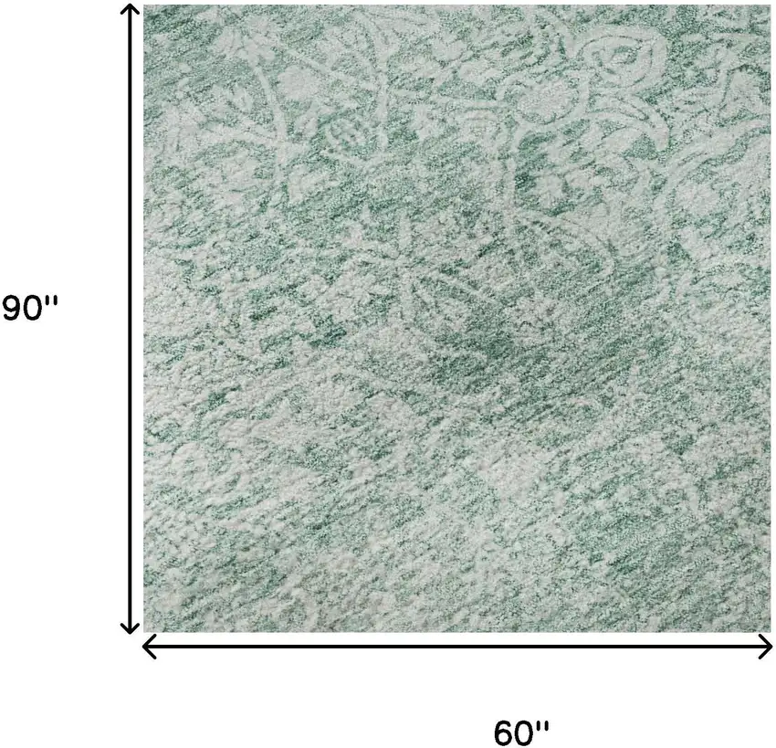 Turquoise And Ivory Oriental Washable Area Rug With UV Protection Photo 9