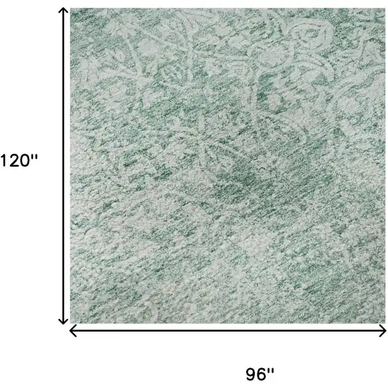 Turquoise And Ivory Oriental Washable Area Rug With UV Protection Photo 9