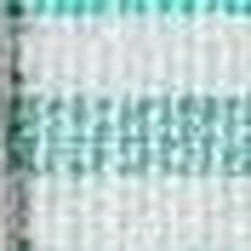 Turquoise And Ivory Striped Washable Area Rug With UV Protection Photo 4