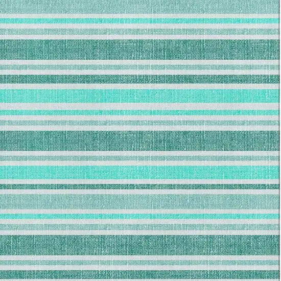 Turquoise And Ivory Striped Washable Area Rug With UV Protection Photo 3
