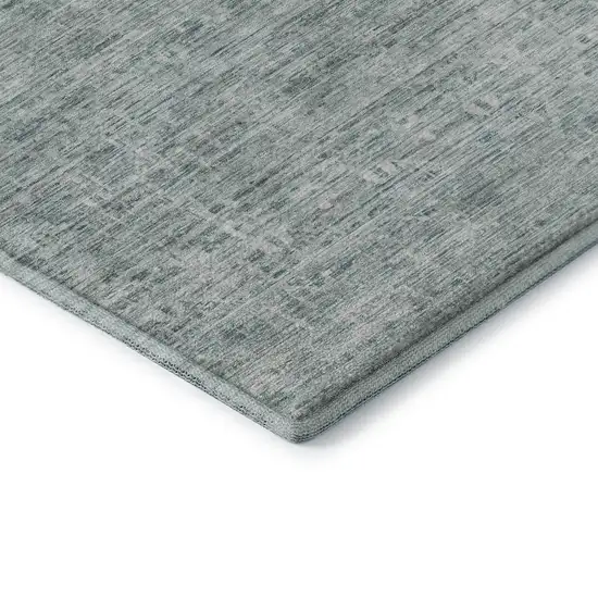 Turquoise And Ivory Striped Washable Area Rug With UV Protection Photo 7